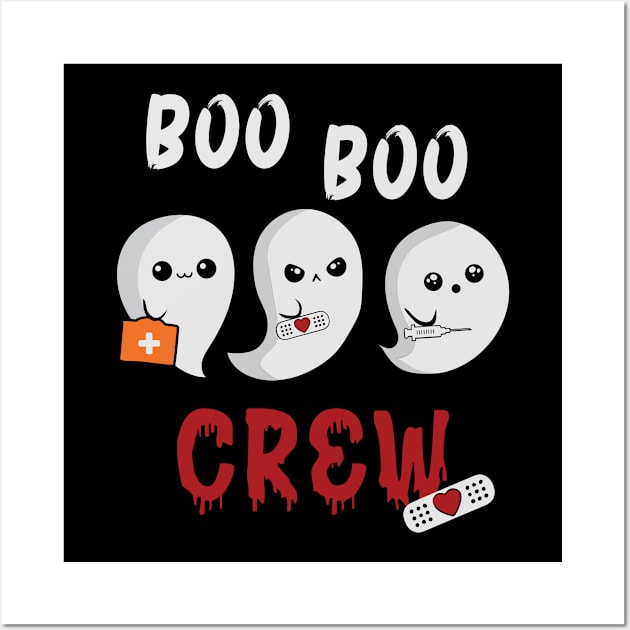 Boo Boo Crew Funny Nurse Halloween Ghost Wall Art by Fabvity